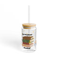 Clear 16oz Book Lover's Sipper Glass with bamboo lid and straw featuring "My Weekend Booked" design and book illustration